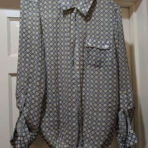 Geo Pattern Sheer Button Down